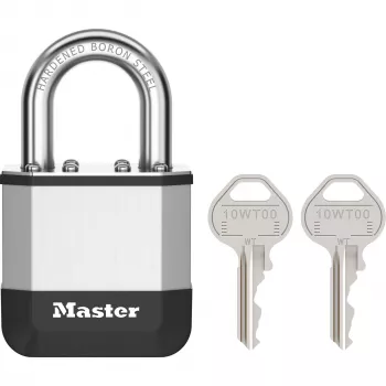 Master Lock Elite cadenas laminé 45 mm avec anse 25 mm, cylindre à 5 goupilles, argent/gris