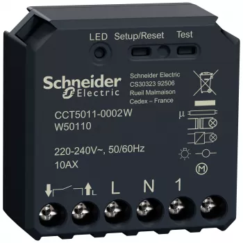 Schneider Electric Wiser CCT5011-0002W Actionneur de commutation, 1 voie, montage encastré