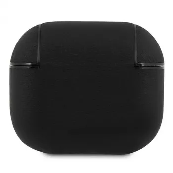 BMW BMA3SSLBK Housse pour AirPods 3 noire en cuir véritable logo argenté