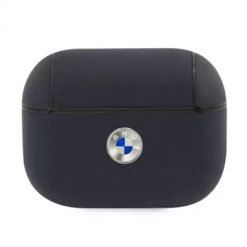 BMW Housse pour AirPods Pro navy en cuir véritable logo argenté