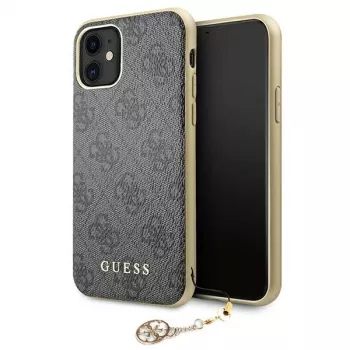 Guess GUHCN61GF4GGR Coque rigide pour iPhone 11 6,1 pouces 4G Charms Collection - grise