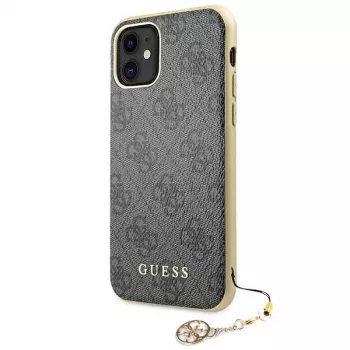 Guess GUHCN61GF4GGR Coque rigide pour iPhone 11 6,1 pouces 4G Charms Collection - grise