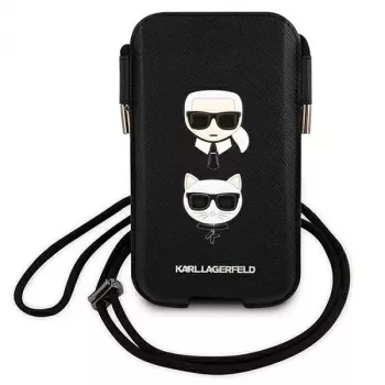 Coque rigide Karl Lagerfeld Ikonik Karl & Choupette Head Saffiano pour Apple iPhone 12 Pro Max 6,7