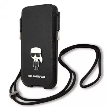 Coque rigide Karl Lagerfeld Saffiano Ikonik Karl pour iPhone 12/12 Pro 6,1 inch noire