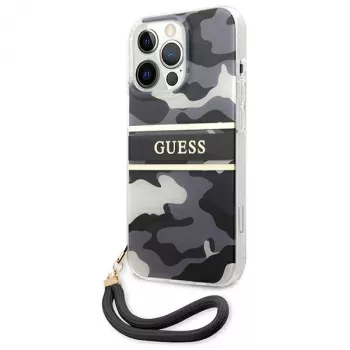 Coque rigide Guess GUHCP13LKCABBK pour iPhone 13 Pro / 13 6,1 pouces Black Camo Strap Collection