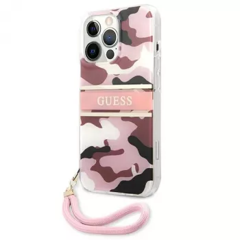 Guess Coque rigide Camo Strap Collection pour Apple iPhone 13 Pro / iPhone 13, rose