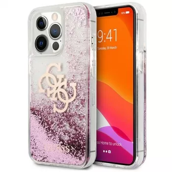 Coque rigide Guess GUHCP13XLG4GPI pour Apple iPhone 13 Pro Max 6,7 inch Pink Liquid Glitter 4G Big