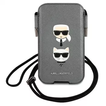 Karl Lagerfeld Coque rigide Ikonik Saffiano grise pour Apple iPhone 12 / 12 Pro 6,1 inch