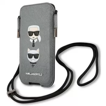 Karl Lagerfeld Coque rigide Ikonik Saffiano grise pour Apple iPhone 12 / 12 Pro 6,1 inch