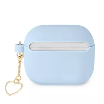 Guess GUA3LSCHSB Coque silicone Charm Heart Collection pour AirPods 3, bleue