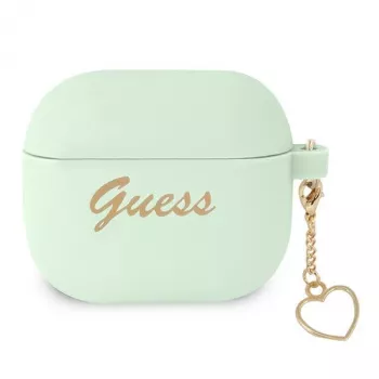 Guess GUA3LSCHSN Coque verte silicone Charm Heart Collection pour AirPods 3