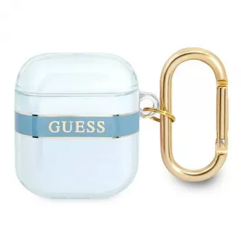 Guess GUA2HHTSB Coque bleue Strap Collection pour AirPods 1/2