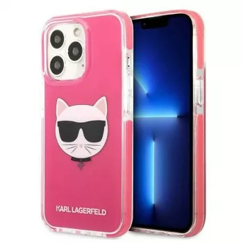 Karl Lagerfeld KLHCP13LTPECPI Coque rigide pour iPhone 13 Pro / 13 6,1 pouces - fuchsia Choupette Head