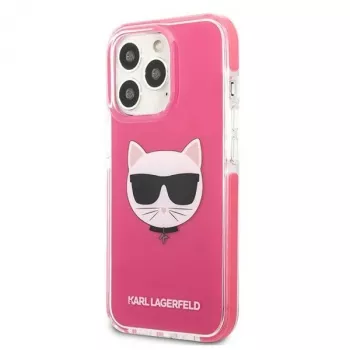 Karl Lagerfeld KLHCP13LTPECPI Coque rigide pour iPhone 13 Pro / 13 6,1 pouces - fuchsia Choupette Head