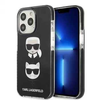 Coque rigide Karl Lagerfeld KLHCP13LTPE2TK pour iPhone 13 Pro / 13 6,1 inch noire Karl & Choupette Head