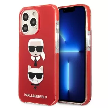 Coque rigide Karl Lagerfeld KLHCP13LTPE2TR pour iPhone 13 Pro / 13 6,1 inch rouge Karl & Choupette Head