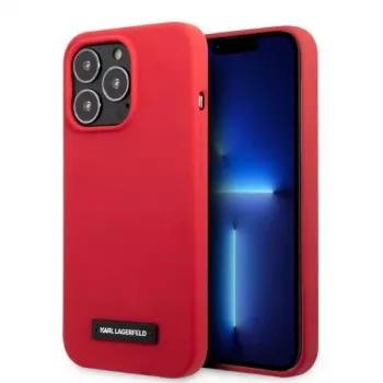 Karl Lagerfeld KLHCP13LSLMP1R Coque rigide Silicone Plaque pour iPhone 13 Pro / 13 6,1 pouces - rouge