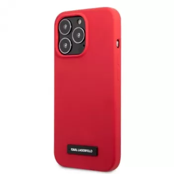 Karl Lagerfeld KLHCP13LSLMP1R Coque rigide Silicone Plaque pour iPhone 13 Pro / 13 6,1 pouces - rouge