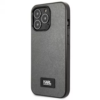 Karl Lagerfeld KLHCP13XSFMP2DG Coque rigide pour Apple iPhone 13 Pro Max 6,7 pouces argent Saffiano Plaque