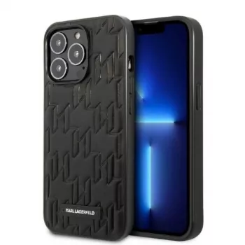Karl Lagerfeld KLHCP13XMNMP1K Coque rigide pour iPhone 13 Pro Max 6,7 pouces noire Monogram Plaque