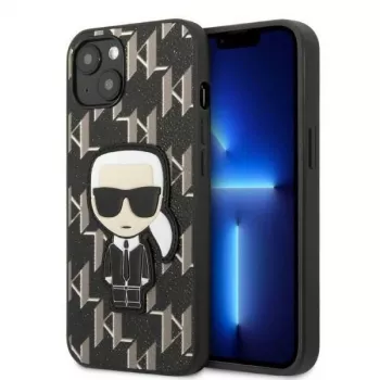 Karl Lagerfeld KLHCP13SPMNIKBK Coque rigide pour iPhone 13 mini 5,4 pouces noire Monogram Ikonik Patch