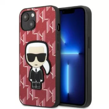 Karl Lagerfeld KLHCP13SPMNIKPI Coque rigide pour Apple iPhone 13 mini 5,4 pouces rouge Monogram Ikonik Patch
