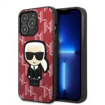 Karl Lagerfeld KLHCP13LPMNIKPI Coque rigide pour iPhone 13 Pro / 13 6,1 pouces rouge Monogram Ikonik Patch
