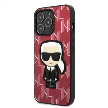 Karl Lagerfeld KLHCP13LPMNIKPI Coque rigide pour iPhone 13 Pro / 13 6,1 pouces rouge Monogram Ikonik Patch