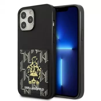 Karl Lagerfeld KLHCP13XCANCNK Coque rigide pour iPhone 13 Pro Max 6,7 pouces noire Karlimals Cardslot