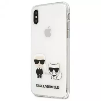 Coque rigide Karl Lagerfeld KLHCI65CKTR pour Apple iPhone Xs Max, transparente, design Karl & Choupette