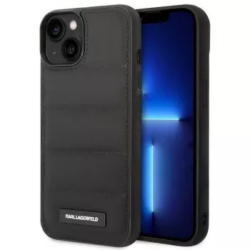 Coque rigide Puffy Elongated Logo Karl Lagerfeld KF001090 pour iPhone 14 Plus / 15 Plus 6,7 pouces Noir