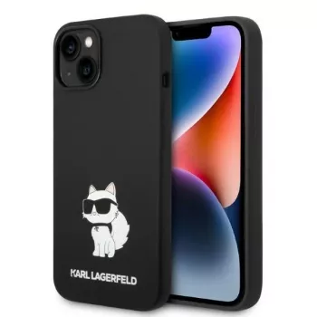 Coque rigide silicone Choupette MagSafe Karl Lagerfeld KLHMP14MSNCHBCK pour iPhone 14 Plus / 15 Plus 6,7 pouces Noir
