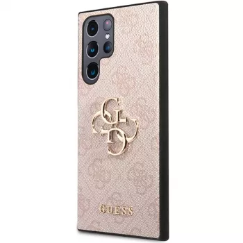 Guess GUHCS23L4GMGPI Coque rigide pour Samsung Galaxy S23 Ultra, rose, 4G Big Metal Logo