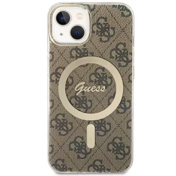 Coque rigide Marron avec MagSafe Guess GUHMP13MH4STW pour iPhone 13 / 14 / 15 6,1 pouces