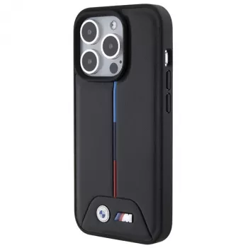 Coque rigide matelassée Tricolor BMW BMHCP15L22PVTK pour iPhone 15 Pro 6,1 pouces Noir