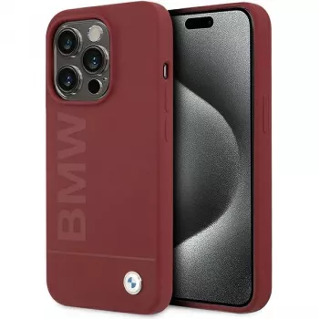 Coque rigide silicone avec MagSafe BMW M Collection pour Apple iPhone 15 Pro 6,1 pouces Rouge Big Logo