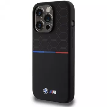 Coque rigide silicone à motif MagSafe BMW M pour Apple iPhone 15 Pro 6,1 pouces - Noir