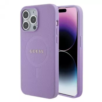 Guess GUHMP15LPSAHMCU coque rigide Saffiano MagSafe pour Apple iPhone 15 Pro 6,1 inch - violet