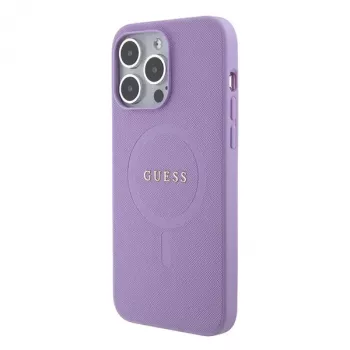 Guess GUHMP15LPSAHMCU coque rigide Saffiano MagSafe pour Apple iPhone 15 Pro 6,1 inch - violet