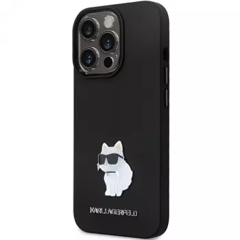 Karl Lagerfeld KLHCP14LSMHCNPK coque rigide silicone C pin métal pour iPhone 14 Pro 6,1 inch - noir