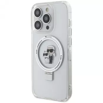 Karl Lagerfeld KLHMP13LHMRSKCH coque rigide avec anneau MagSafe Karl & Choupette pour iPhone 13 Pro / 13 6,1 inch blanche