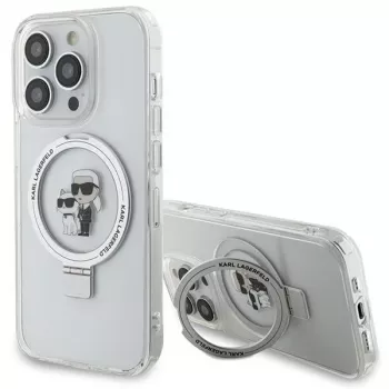 Karl Lagerfeld KLHMP13XHMRSKCH coque rigide avec anneau MagSafe Karl & Choupette pour iPhone 13 Pro Max 6,7 inch blanche
