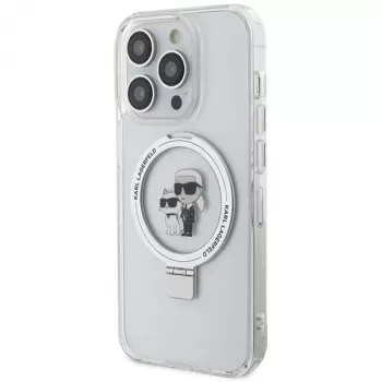 Karl Lagerfeld KLHMP13XHMRSKCH coque rigide avec anneau MagSafe Karl & Choupette pour iPhone 13 Pro Max 6,7 inch blanche