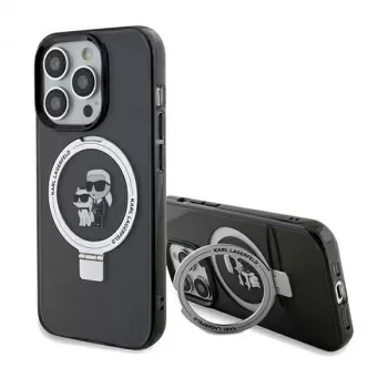 Karl Lagerfeld coque rigide avec anneau MagSafe Karl & Choupette pour iPhone 13 Pro Max 6,7 inch noire