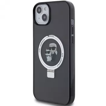 Karl Lagerfeld KLHMP15SHMRSKCK coque rigide avec anneau MagSafe Karl & Choupette pour iPhone 15 / 14 / 13 6,1 inch noire