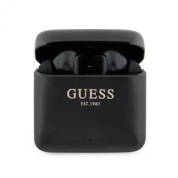 Guess écouteurs true wireless stéréo Bluetooth avec logo imprimé et boîtier de charge (noirs)