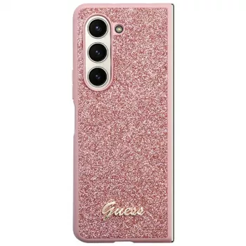 Guess GUHCZFD5HGGSHP F946 Coque rigide Glitter Script pour Samsung Galaxy Z Fold5 - Rose