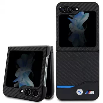 BMW M Collection Coque arrière en cuir Carbon pour Samsung Galaxy Z Flip5 - Noir