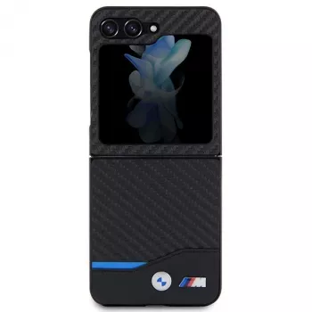 BMW M Collection Coque arrière en cuir Carbon pour Samsung Galaxy Z Flip5 - Noir