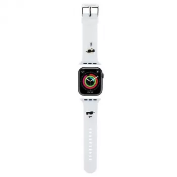 Karl Lagerfeld KLAWMSLKCNH bracelet 3D Rubber Karl & Choupette Heads pour Apple Watch 38/40/41 mm blanc